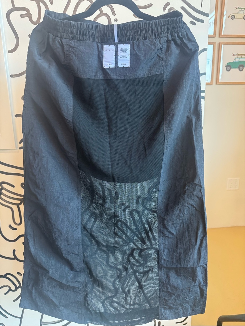 McQ by Alexander McQueen Black Maxi Skirt with Sheer Mesh Panel - Picture 2 of 3